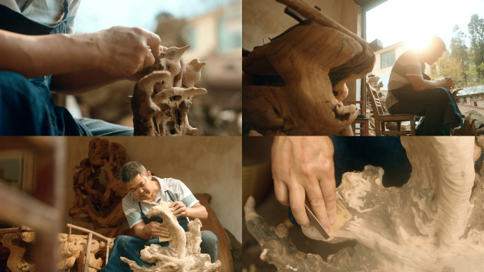 民间工艺根雕非遗传承工匠传统文化手工制作