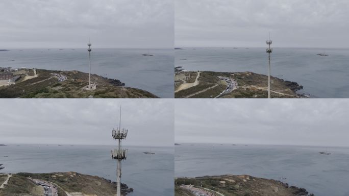 4K航拍平潭岛环岛路越过信号塔飞向大海
