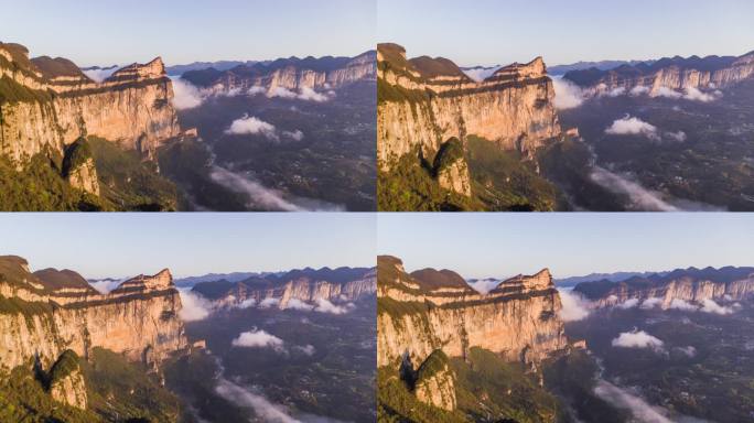 航拍武陵山区陡峭大山4K