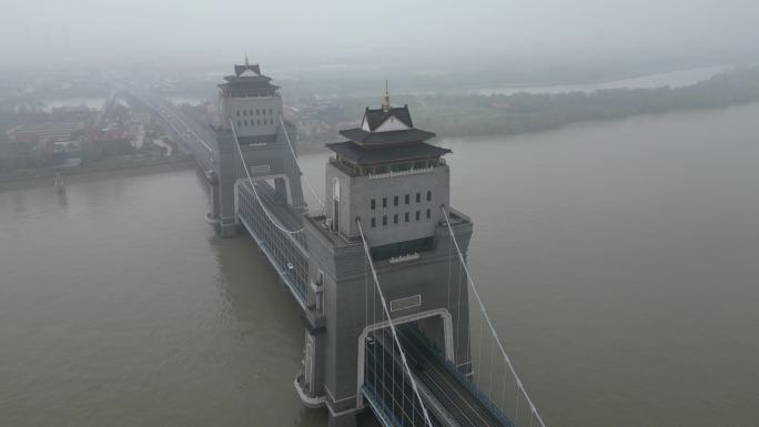 4K近距航拍扬州万福大桥