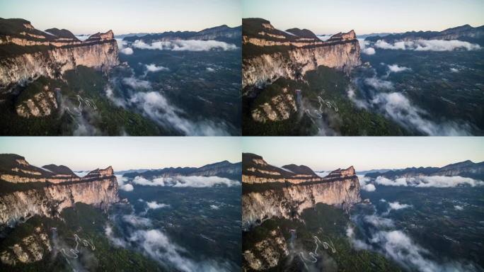 航拍武陵山区陡峭大山4K