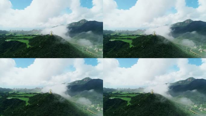 航拍中国春季河山云雾缭绕