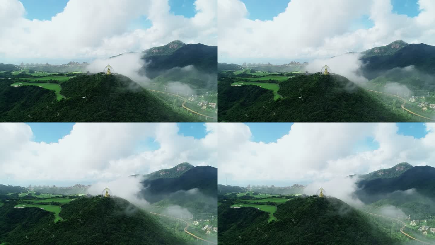 航拍中国春季河山云雾缭绕