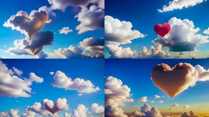 心形云团爱心云朵求婚见证云朵浪漫温馨多彩
