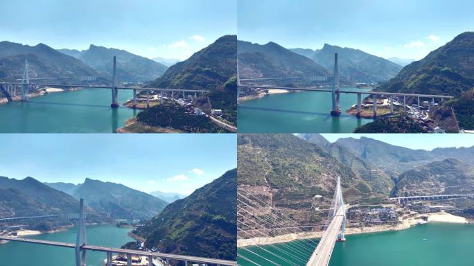 航拍秭归香溪河大桥