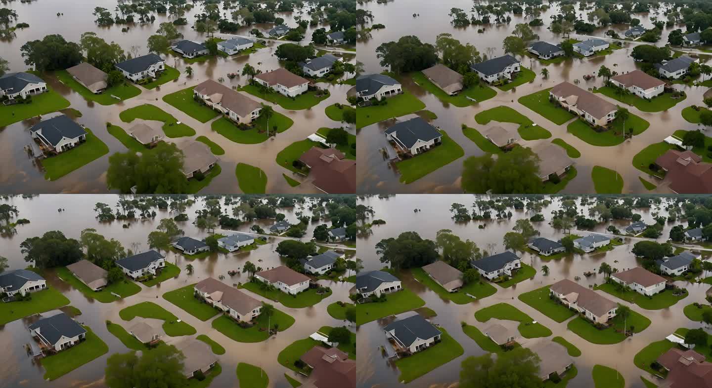 飓风淹没和摧毁的房屋