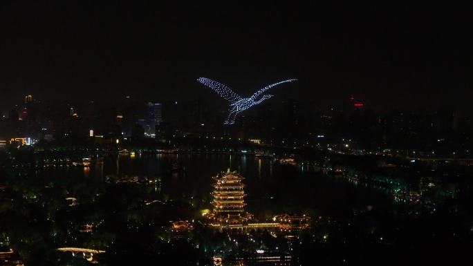 大明湖 超然楼 夜景 无人机表演 灯光秀
