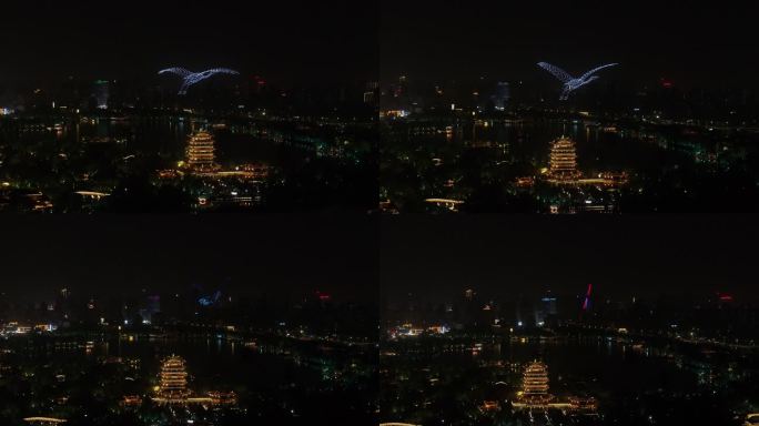 大明湖 超然楼 夜景 无人机表演 灯光秀