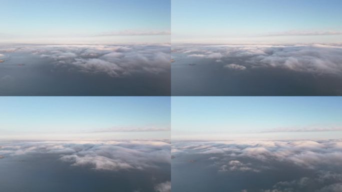 4K航拍金门岛远眺云海延时