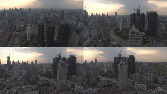 上海 航拍 城市 空镜 中心
