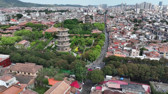 航拍福建省泉州市鲤城区西街街道景观