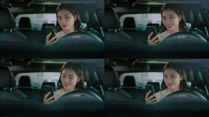 日常生活_女司机职场车内手机视频