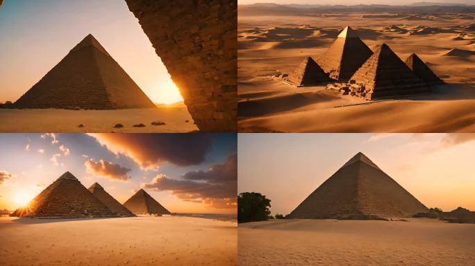 夕阳下的金字塔