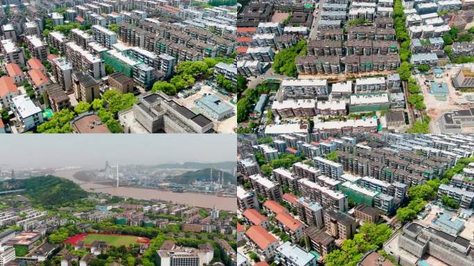 宁波城市老小区改造施工4k航拍