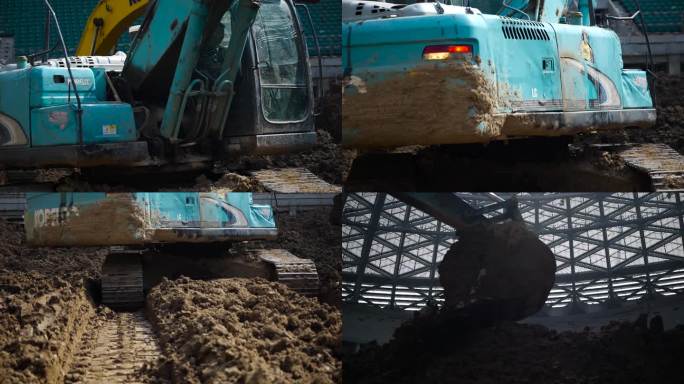 挖掘机 挖土 工程 工地 土堆 升格