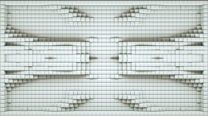 【裸眼3D】白色空间几何方块投影立体躁波