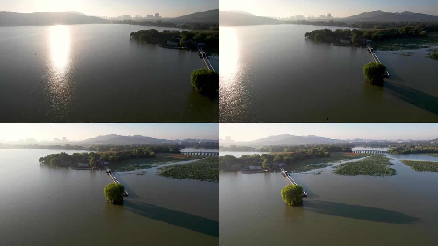 徐州云龙湖日出朝阳秋季风景城市风光航拍