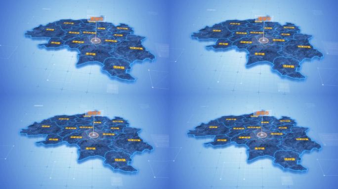 诸城市蓝色三维科技区位地图