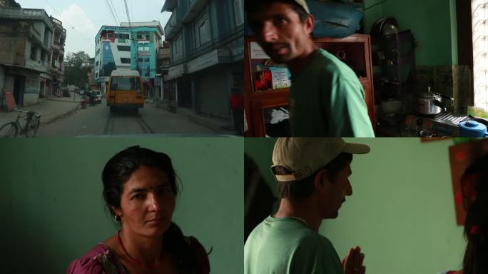 尼泊尔加德满都道路交通夏尔巴人家庭居住