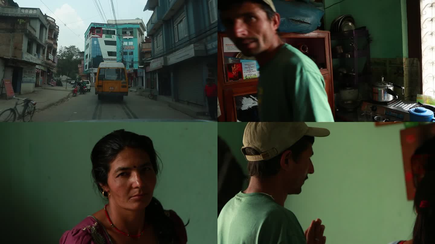 尼泊尔加德满都道路交通夏尔巴人家庭居住