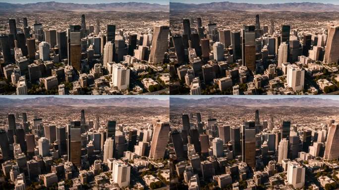 从好莱坞山鸟瞰加州洛杉矶市天际线