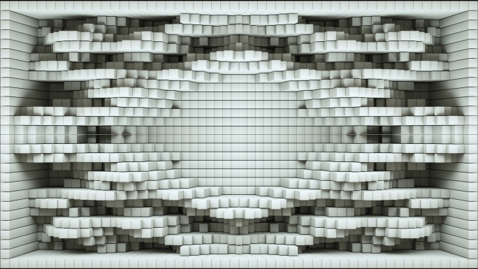 【裸眼3D】白色立体几何躁波方块投影光影