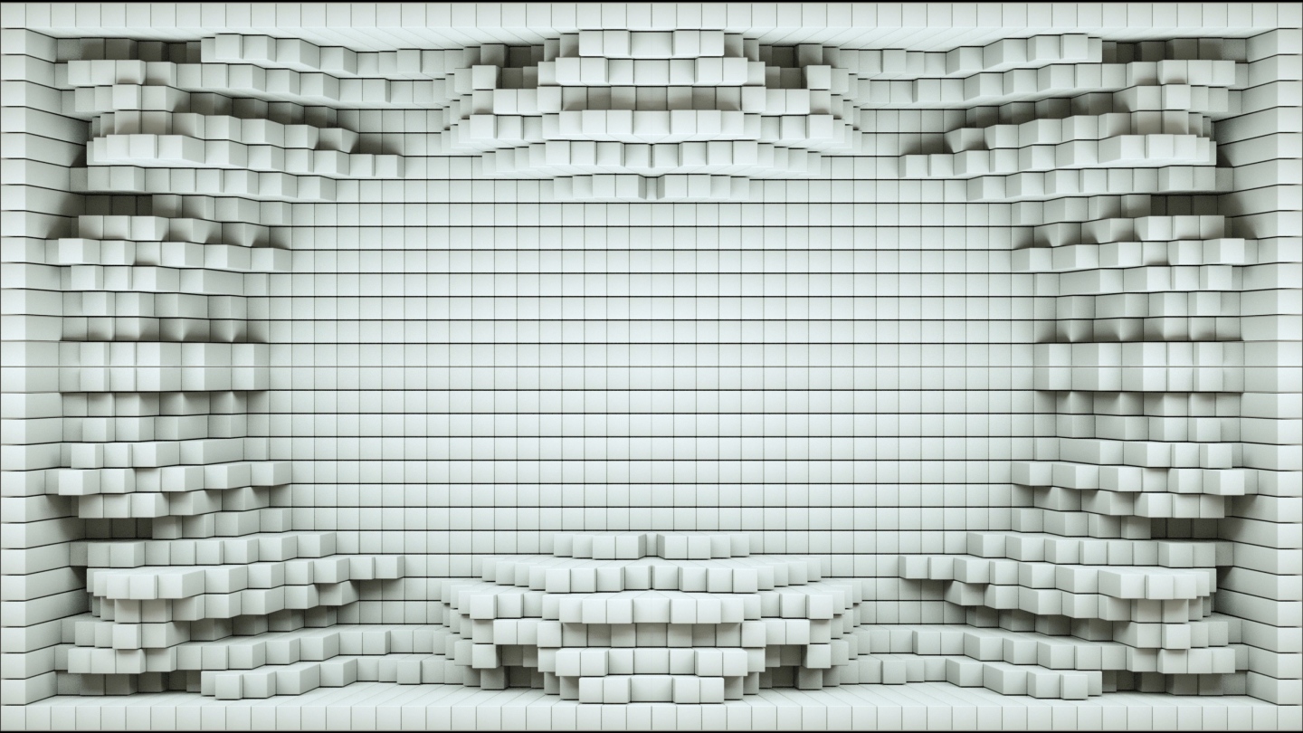 【裸眼3D】白色立体几何躁波方块投影光影