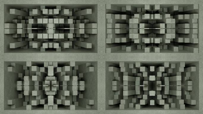 【裸眼3D】工业质感建筑空间凹凸方块矩阵