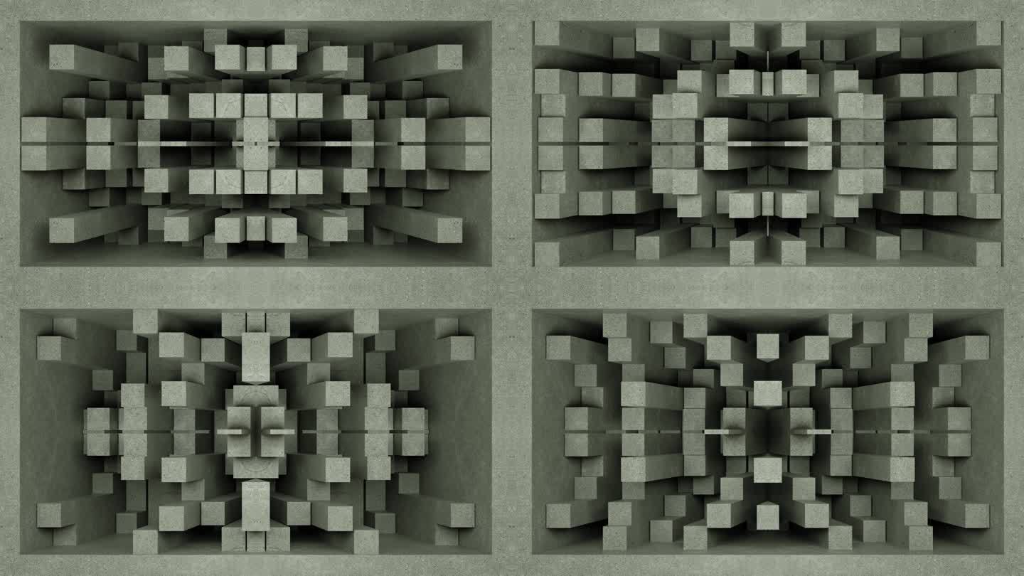 【裸眼3D】工业质感建筑空间凹凸方块矩阵