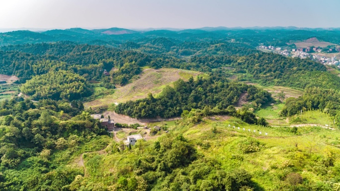 衡阳水口山茶树种植绿水青山标牌航拍3