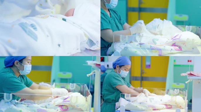 产科护士照顾新生儿