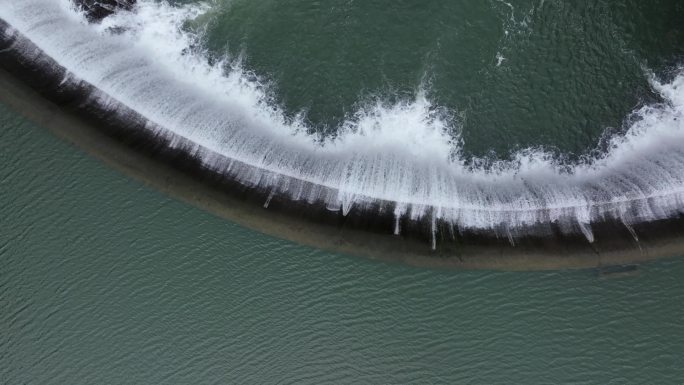 航拍俯拍河流瀑布水流