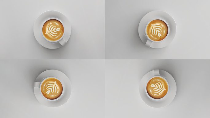 一杯旋转的咖啡循环旋转咖啡杯