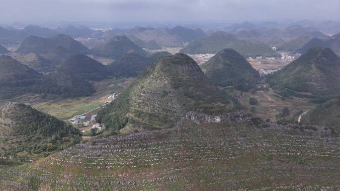 4K航拍 贵州安龙 山谷  小山坡 山包