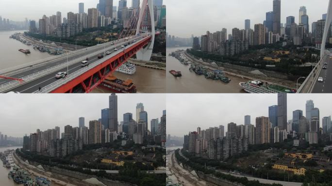 重庆地标航拍风景千厮门大桥