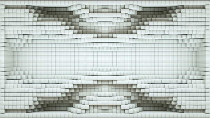 【裸眼3D】白色光影躁波立体几何方块投影