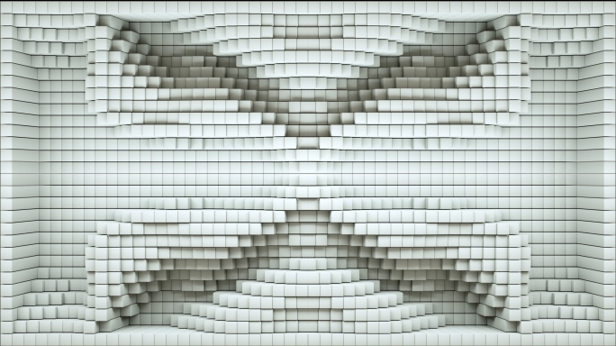 【裸眼3D】白色光影躁波立体几何方块投影