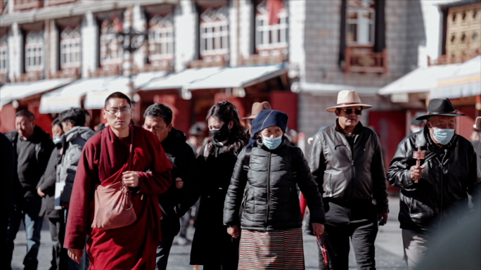 西藏拉萨布达拉宫八廓街街道人文人流拍摄