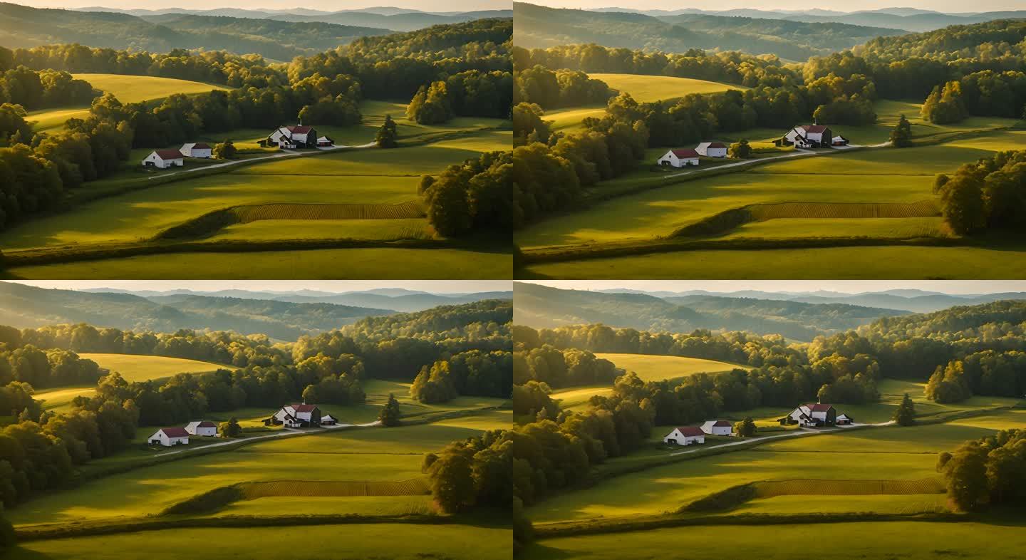宾夕法尼亚农场无人机航拍镜头