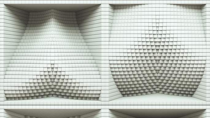 【裸眼3D】白色几何方块矩阵投影折角空间