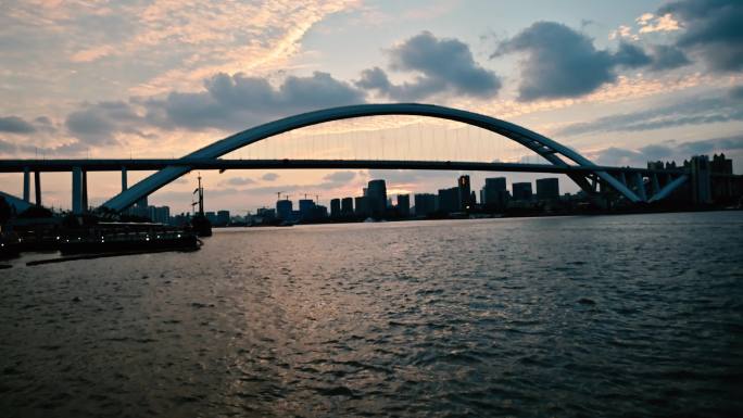 卢浦大桥落日延时摄影