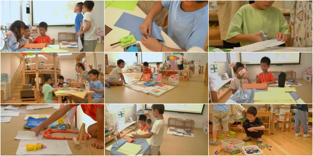幼儿园手工课小朋友剪纸做手工