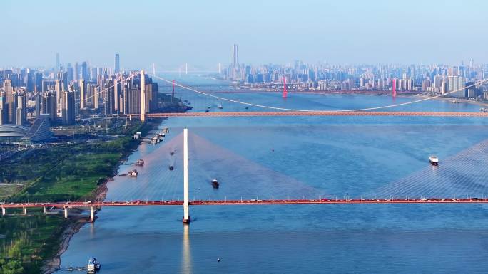 武汉长江大桥七桥航拍大景