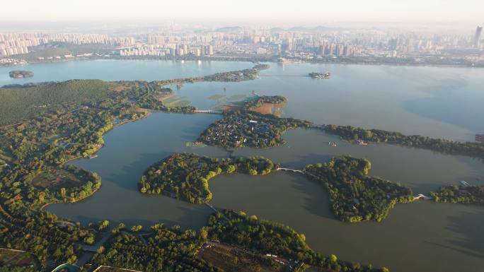 徐州云龙湖日出朝阳秋季风景城市风光航拍