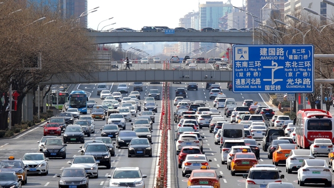 北京CBD国贸三环道路交通上班通勤堵车