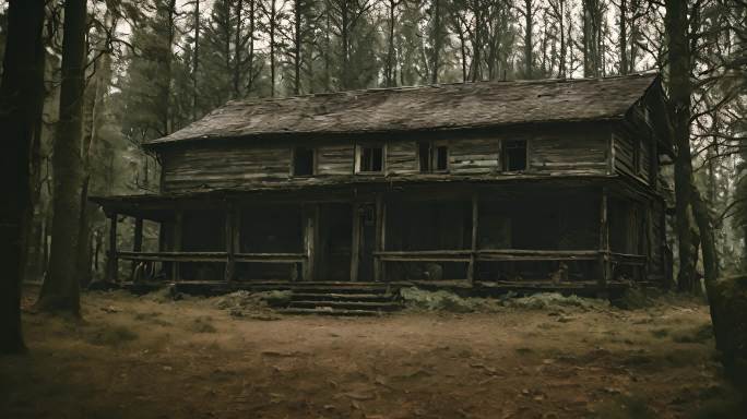 森林废弃的建筑房屋