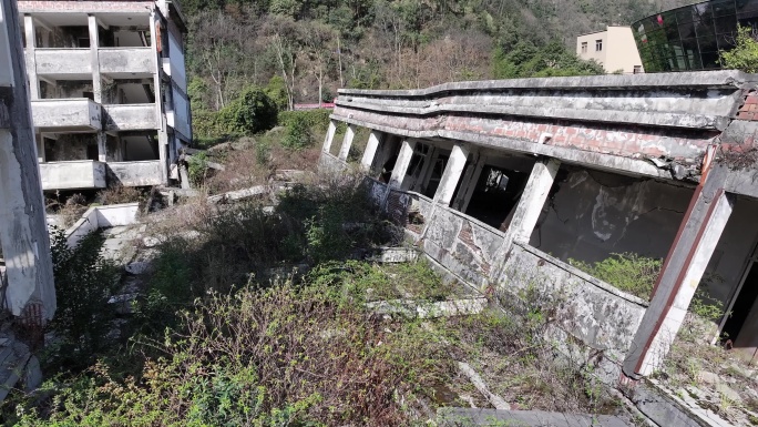 4k汶川映秀漩口中学地震遗址航拍