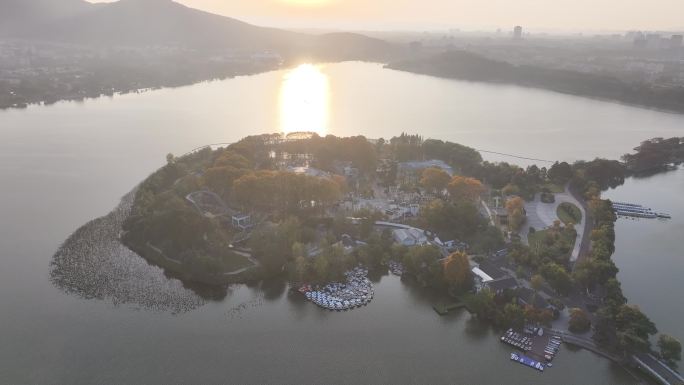 4K-log-航拍南京市玄武湖公园