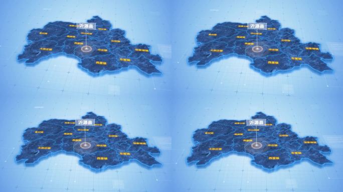 沂源县蓝色三维科技区位地图ae模板