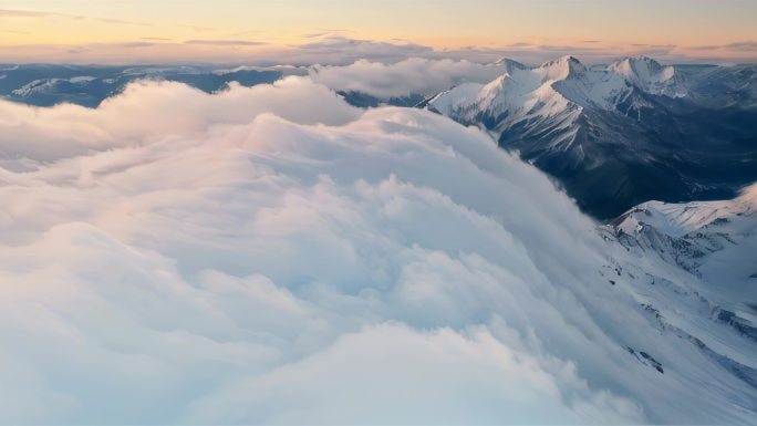 云海雪山云层航拍风景天空8